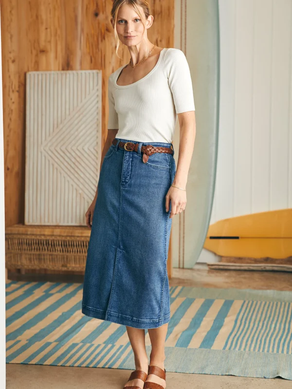 Shorts & Skirts | Faherty Brand Stretch Terry Midi Skirt - Riverton Wash