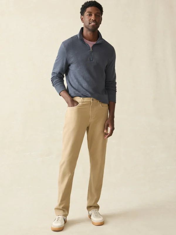 Pants | Faherty Brand Stretch Terry 5-Pocket Athletic Fit Pant - Desert Khaki