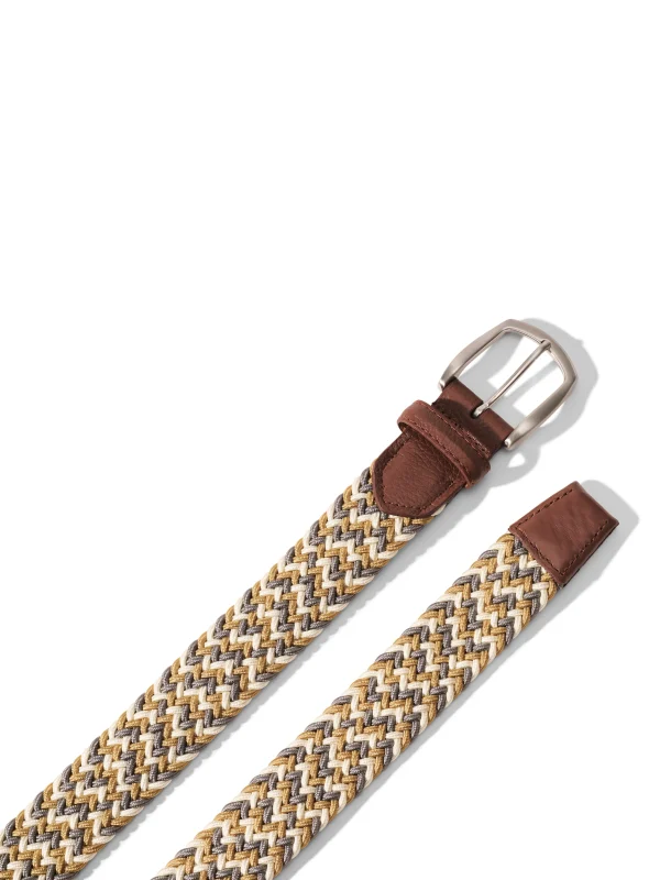 Belts | Faherty Brand Stretch Woven Belt - Beige Mix