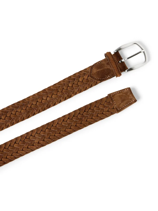 Belts | Faherty Brand Suede Woven Belt - Brown