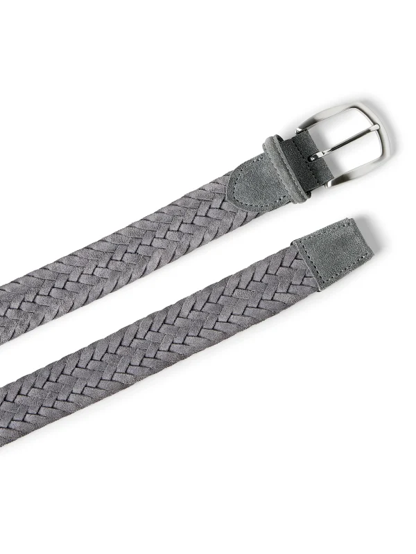 Belts | Faherty Brand Suede Woven Belt - Grey