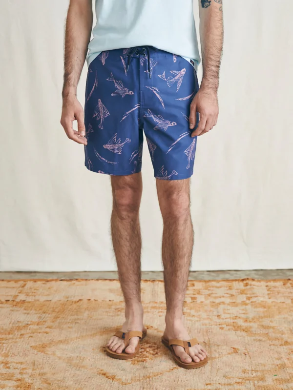 Swim | Faherty Brand Sunwashed Boardshort - Navy Pink Waterways