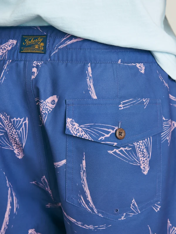 Swim | Faherty Brand Sunwashed Boardshort - Navy Pink Waterways