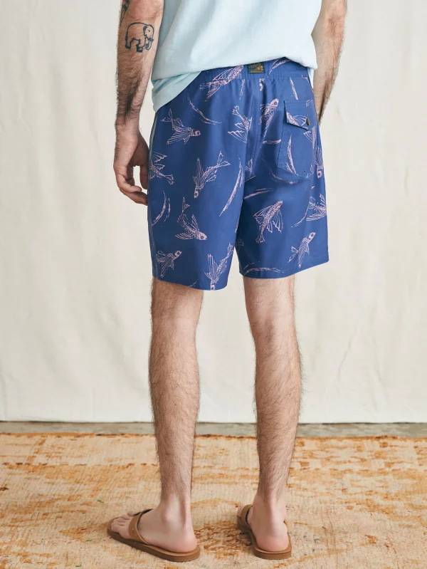 Swim | Faherty Brand Sunwashed Boardshort - Navy Pink Waterways