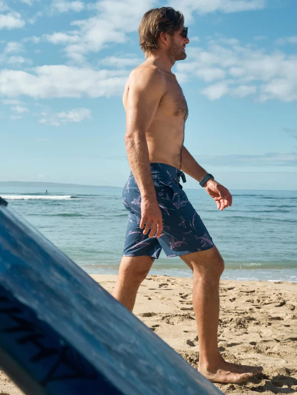 Swim | Faherty Brand Sunwashed Boardshort - Navy Pink Waterways