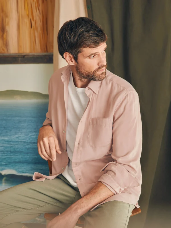 Shirts | Faherty Brand Sunwashed Chambray Shirt - Coastal Mauve