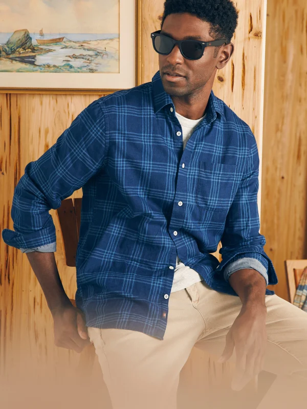 Shirts | Faherty Brand Sunwashed Chambray Shirt - Navy Night Windowpane