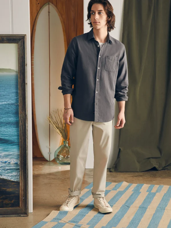 Shirts | Faherty Brand Sunwashed Chambray Shirt - Washed Charcoal