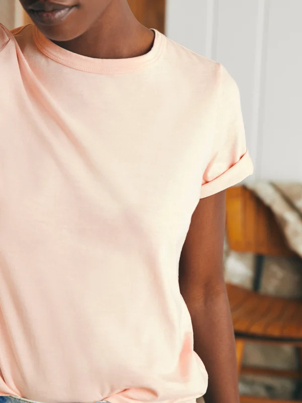 T-Shirts | Faherty Brand Sunwashed Crew Tee - Peach Whip