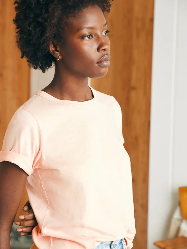 T-Shirts | Faherty Brand Sunwashed Crew Tee - Peach Whip