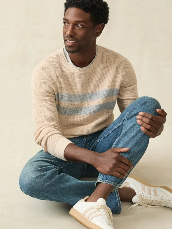 Sweaters | Faherty Brand Sunwashed Crewneck Sweater - Dune Natural Surf Stripe