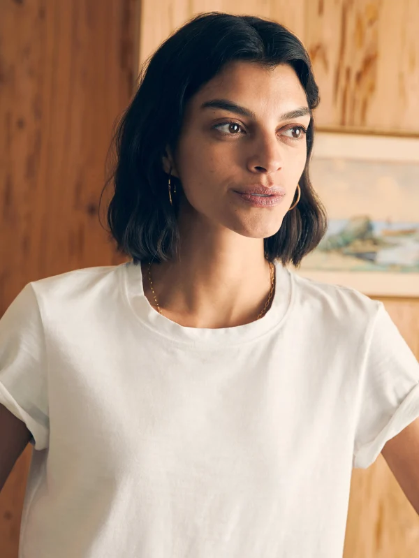 T-Shirts | Faherty Brand Sunwashed Cropped Crew Tee - White