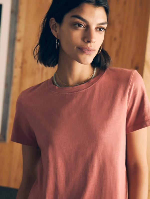 T-Shirts | Faherty Brand Sunwashed Cropped Crew Tee - Kelly Pink