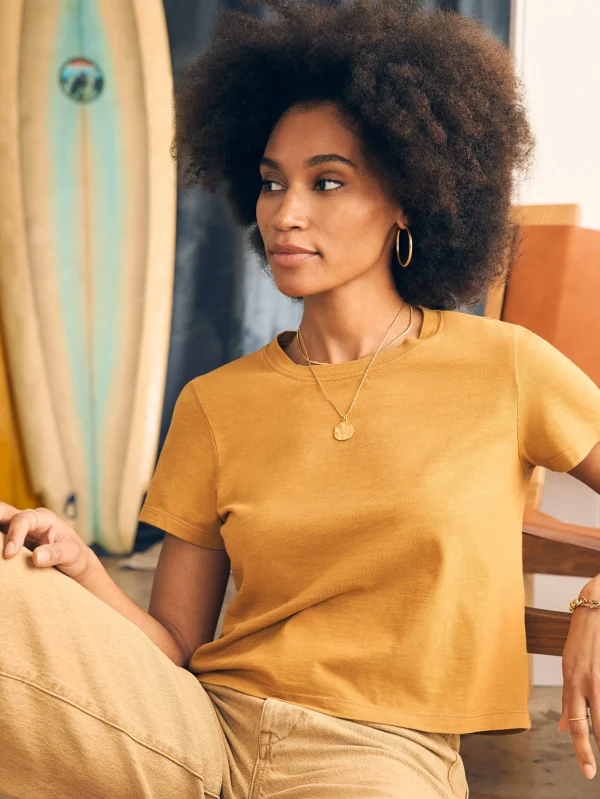 T-Shirts | Faherty Brand Sunwashed Cropped Crew Tee - Wood Thrush