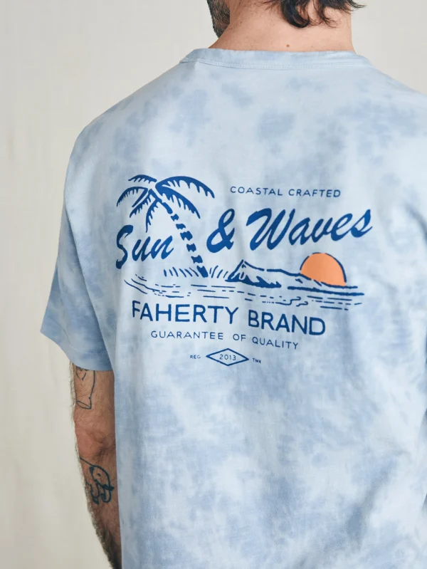 T-Shirts & Henleys | Faherty Brand Sunwashed Graphic Tee - Blue Waves Wash