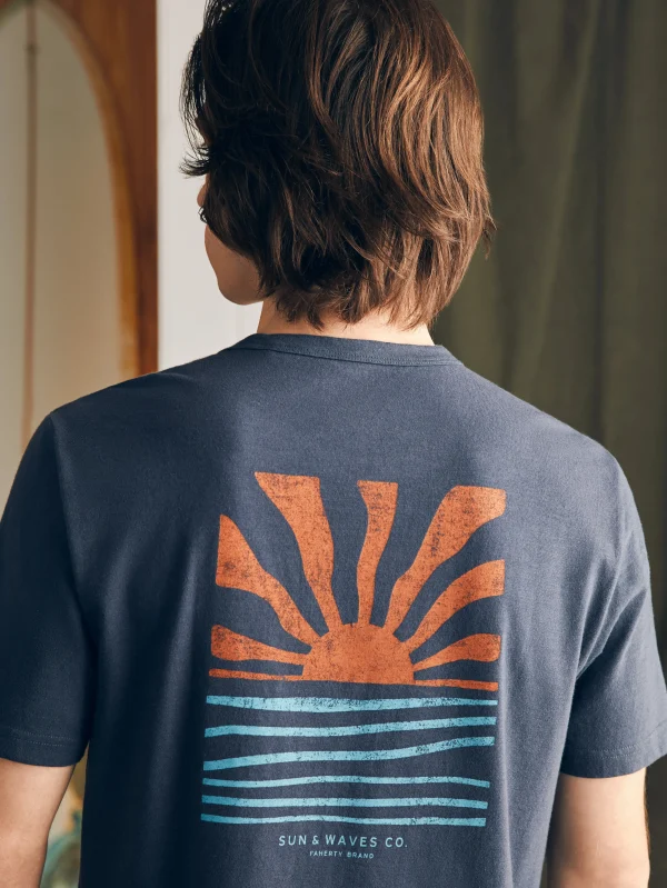 T-Shirts & Henleys | Faherty Brand Sunwashed Graphic Tee - Dune Navy