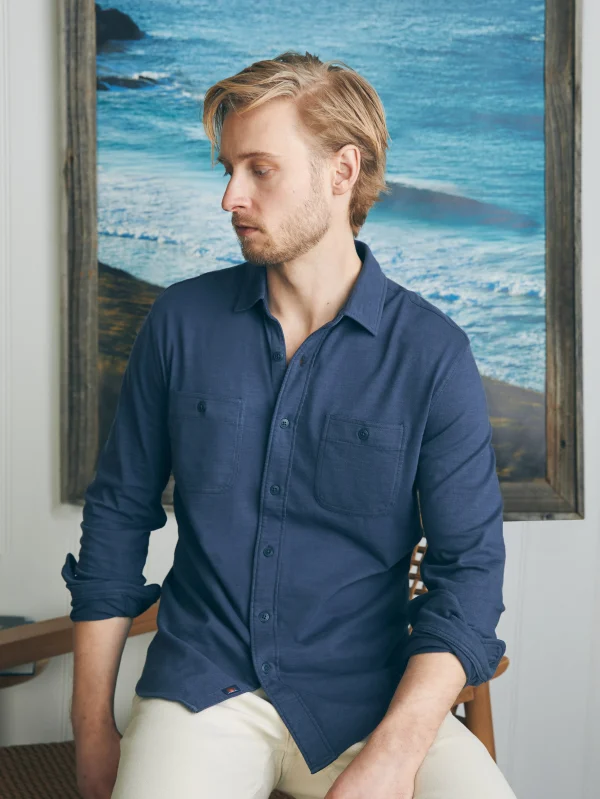 Shirts | Faherty Brand Sunwashed Knit Shirt - Dune Navy