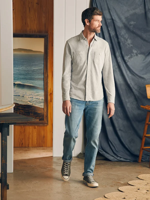 Shirts | Faherty Brand Sunwashed Knit Shirt - Heather Grey