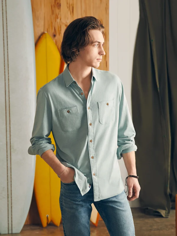 Shirts | Faherty Brand Sunwashed Knit Shirt - Hull Teal