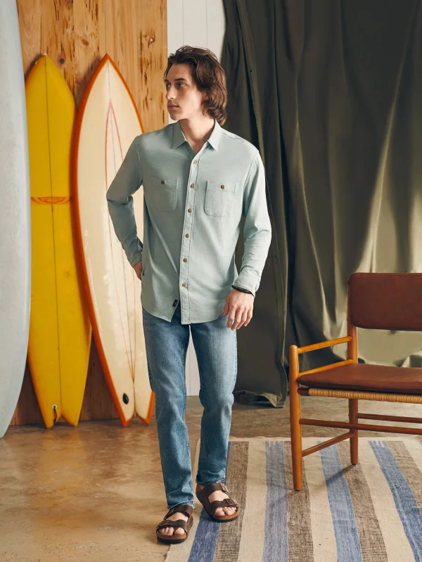 Shirts | Faherty Brand Sunwashed Knit Shirt - Hull Teal