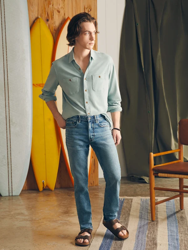 Shirts | Faherty Brand Sunwashed Knit Shirt - Hull Teal