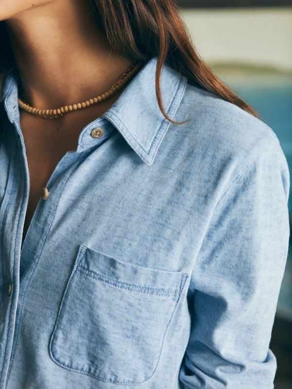 Shirts & Tops | Faherty Brand Sunwashed Knit Shirt - Light Indigo Wash