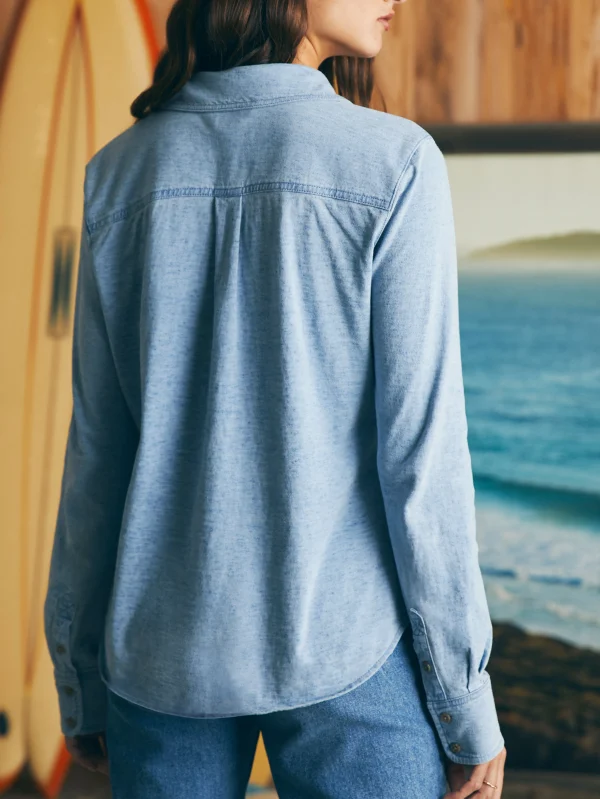 Shirts & Tops | Faherty Brand Sunwashed Knit Shirt - Light Indigo Wash