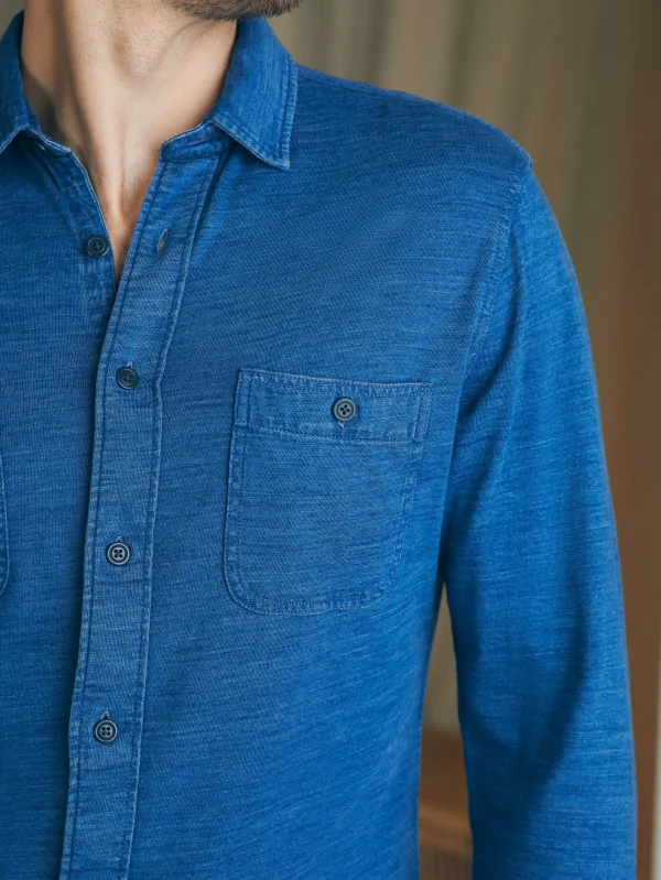 Shirts | Faherty Brand Sunwashed Knit Shirt - Medium Indigo Wash