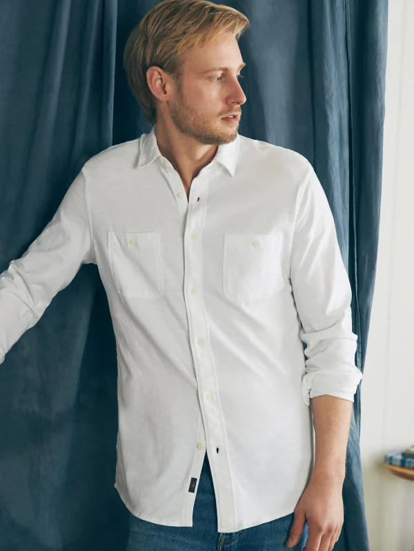 Shirts | Faherty Brand Sunwashed Knit Shirt - White