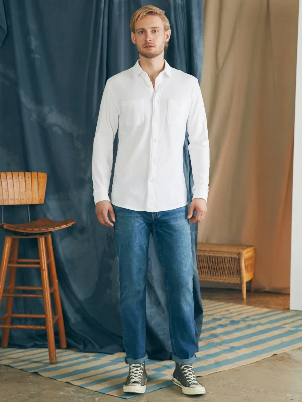 Shirts | Faherty Brand Sunwashed Knit Shirt - White