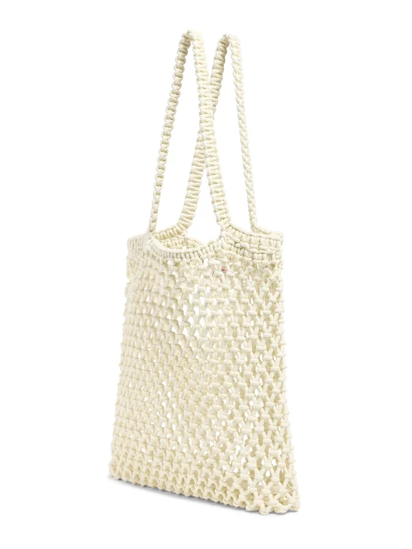 Bags | Faherty Brand Sunwashed Macrame Tote - Cream