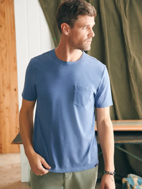 T-Shirts & Henleys | Faherty Brand Sunwashed Pocket Tee (Tall) - Blue Horizon