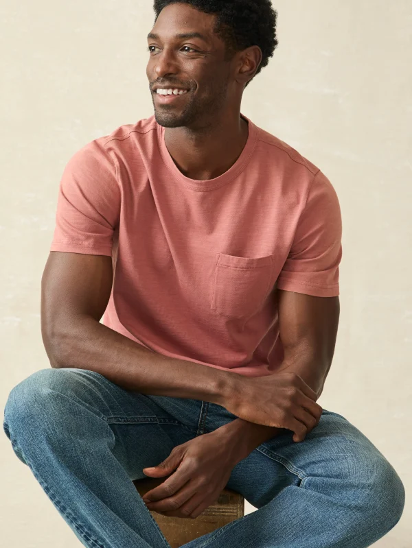 T-Shirts & Henleys | Faherty Brand Sunwashed Pocket Tee (Tall) - Fall Red