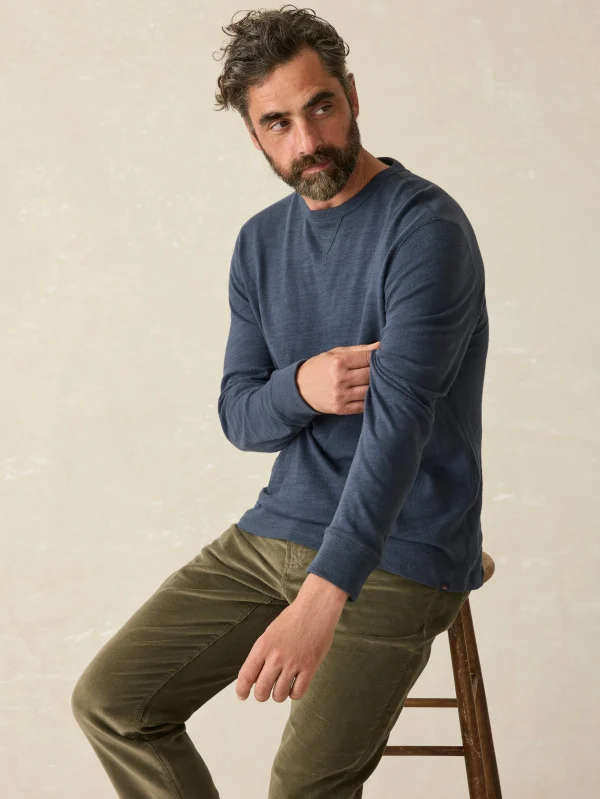 Hoodies & Sweatshirts | Lounge | Faherty Brand Sunwashed Slub Crew - Blue Nights