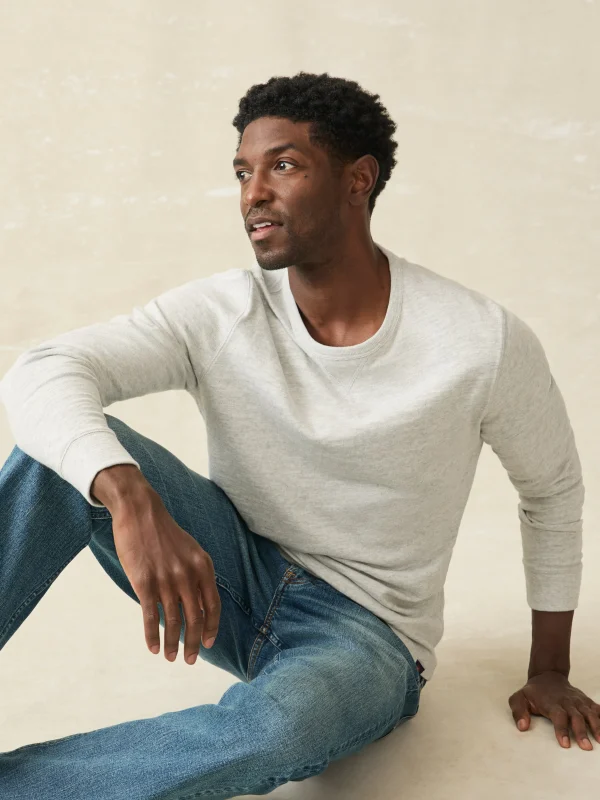 Hoodies & Sweatshirts | Lounge | Faherty Brand Sunwashed Slub Crew - Light Grey Heather