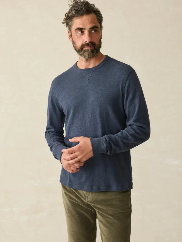 Hoodies & Sweatshirts | Lounge | Faherty Brand Sunwashed Slub Crew (Tall) - Blue Nights