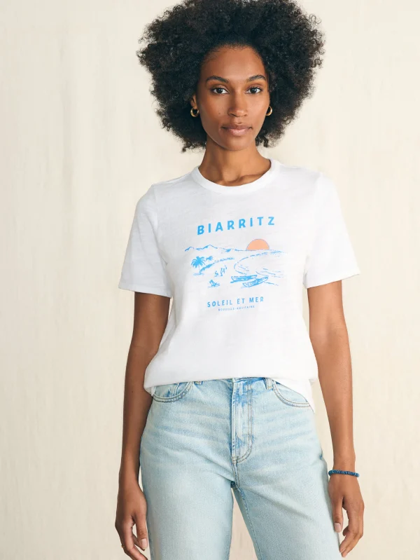 T-Shirts | Faherty Brand Sunwashed Slub Graphic Tee - Biarritz Coast