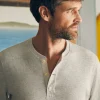 T-Shirts & Henleys | Faherty Brand Sunwashed Slub Henley - Light Grey Heather