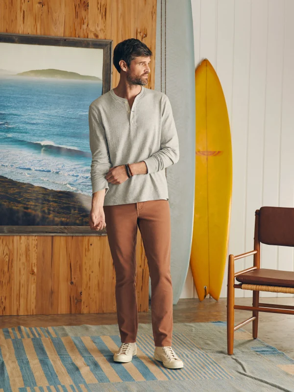 T-Shirts & Henleys | Faherty Brand Sunwashed Slub Henley - Light Grey Heather