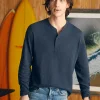 T-Shirts & Henleys | Faherty Brand Sunwashed Slub Henley (Tall) - Blue Nights