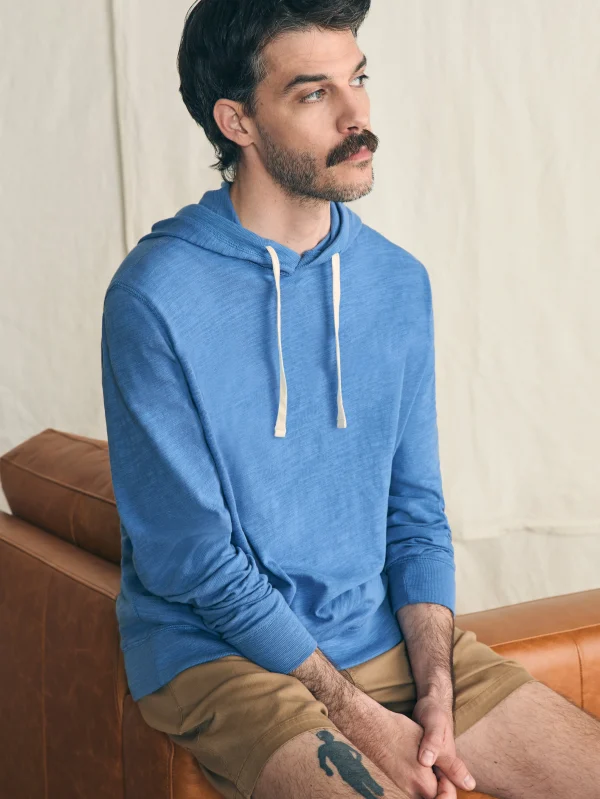 Hoodies & Sweatshirts | Faherty Brand Sunwashed Slub Hoodie (Tall) - Blue Horizon