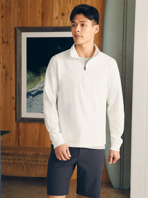 Hoodies & Sweatshirts | Lounge | Faherty Brand Sunwashed Slub Quarter Zip (Tall) - White