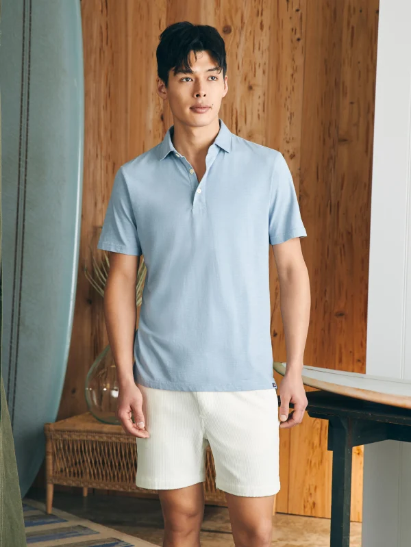 Polo Shirts | T-Shirts & Henleys | Faherty Brand Sunwashed T-Shirt Polo - Blue Breeze