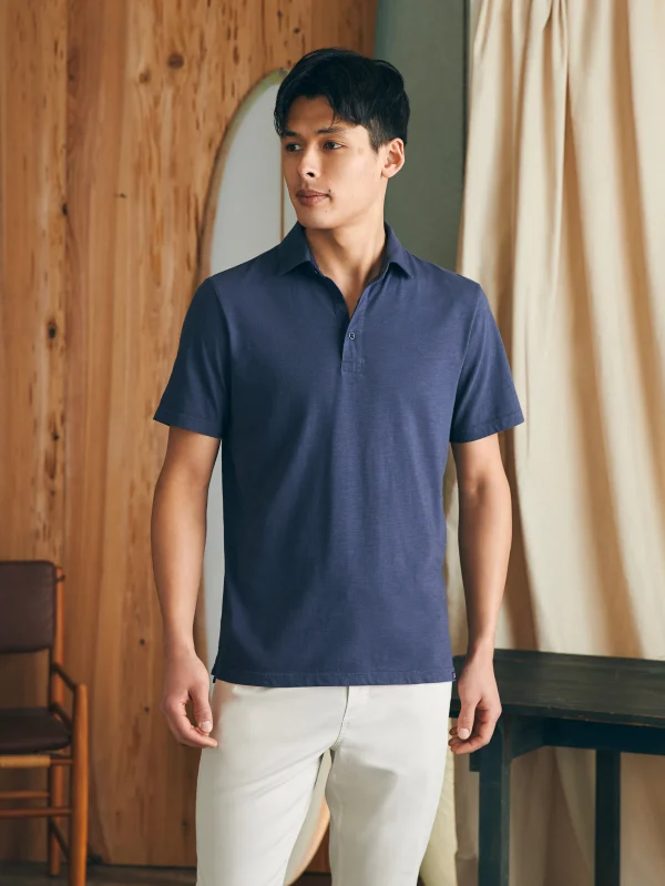 Polo Shirts | T-Shirts & Henleys | Faherty Brand Sunwashed T-Shirt Polo - Dune Navy