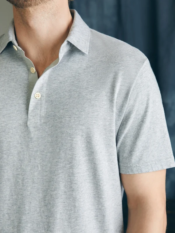 Polo Shirts | T-Shirts & Henleys | Faherty Brand Sunwashed T-Shirt Polo - Heather Grey