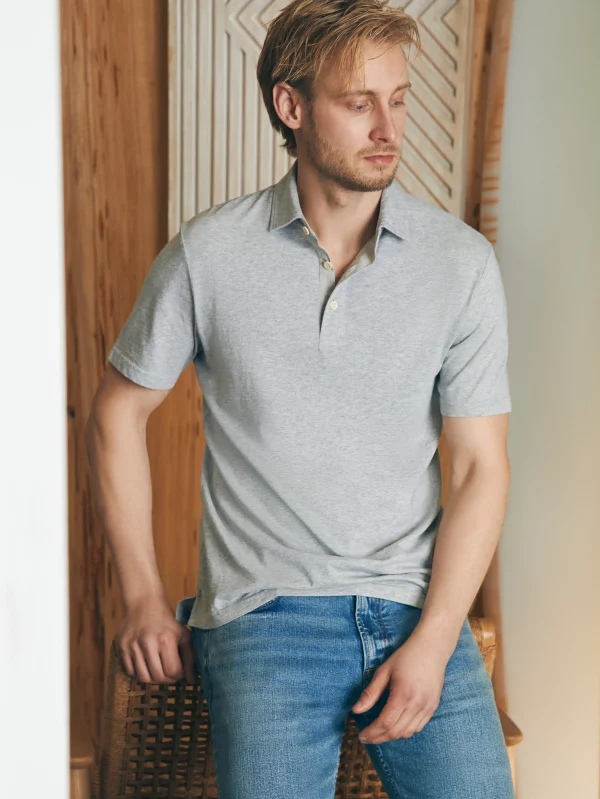 Polo Shirts | T-Shirts & Henleys | Faherty Brand Sunwashed T-Shirt Polo - Heather Grey