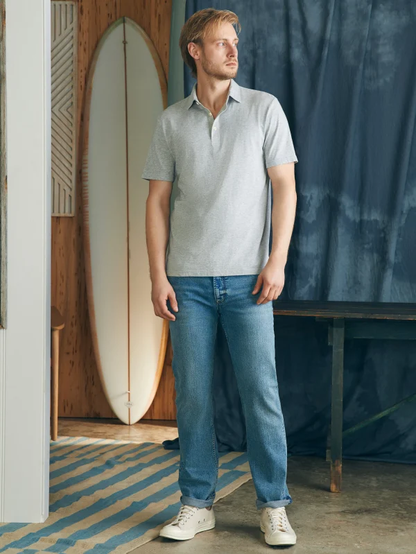 Polo Shirts | T-Shirts & Henleys | Faherty Brand Sunwashed T-Shirt Polo - Heather Grey