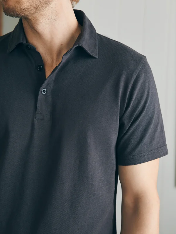 Polo Shirts | T-Shirts & Henleys | Faherty Brand Sunwashed T-Shirt Polo - Washed Black