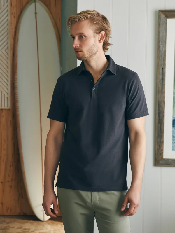 Polo Shirts | T-Shirts & Henleys | Faherty Brand Sunwashed T-Shirt Polo - Washed Black