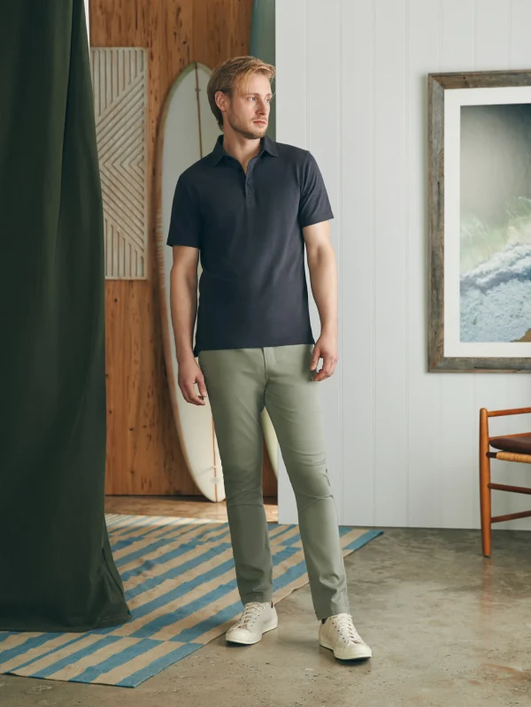 Polo Shirts | T-Shirts & Henleys | Faherty Brand Sunwashed T-Shirt Polo - Washed Black